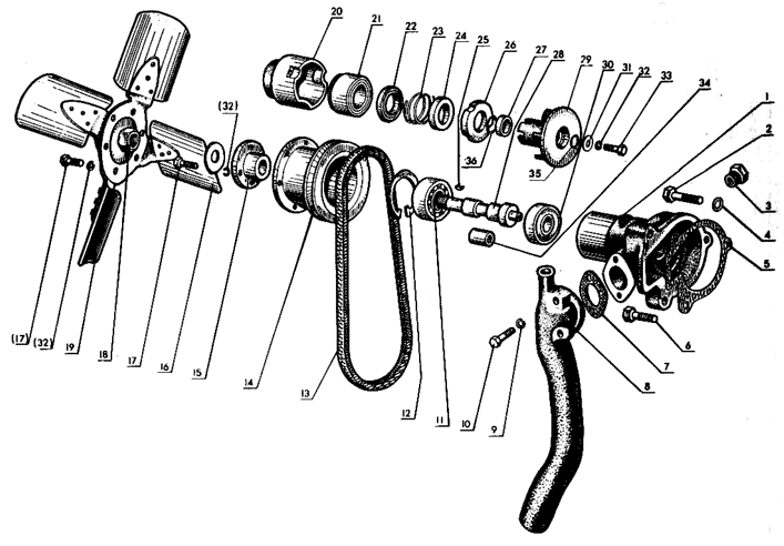 Водяной насос и вентилятор Трактор МТЗ 82 Р Водяной насос и вентилятор Трактор МТЗ 82 Р