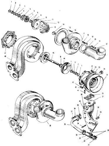 ЯMЗ 240 HM2 : Турбокомпресср ТКР-11